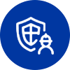 Shield and user icon representing security or protection.