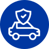 Icon of a car with a shield symbol representing vehicle protection.