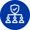 Icon representing secure network connections for multiple users.